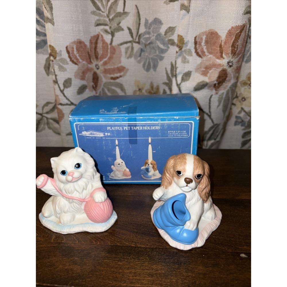 Playful Pet Tapers Cat Dog Candle Holder House of Lloyd 31-116